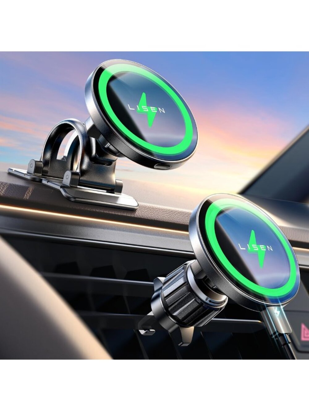 15W Magnetic Car Charger Mount - Fast Wireless Phone Holder for Easy Driving